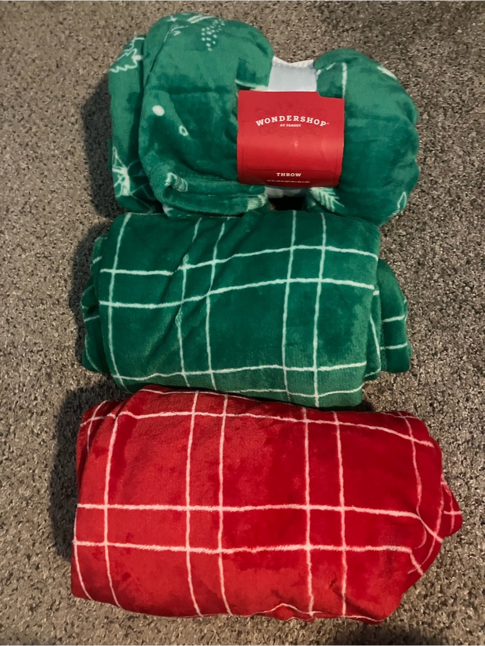 Wondershop Red & Green Holiday Plush Throw Blankets